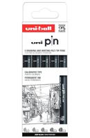 Fineliner Uni-ball Pin ASP009 set à 5 breedtes zwart | 12 stuks - thumbnail