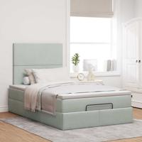 Ottoman bed met matrassen 90x190cm fluweel lichtgrijs - thumbnail