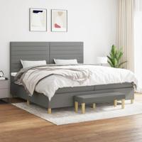 Boxspring met matras stof donkergrijs 200x200 cm - thumbnail