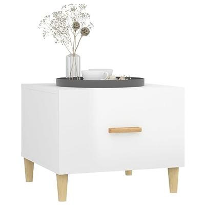 Salontafels 2 st 50x50x40 cm bewerkt hout hoogglans wit