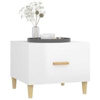 Salontafels 2 st 50x50x40 cm bewerkt hout hoogglans wit - thumbnail