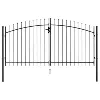VidaXL Poort met puntige bovenkant dubbel 3x1,5 m staal zwart - thumbnail