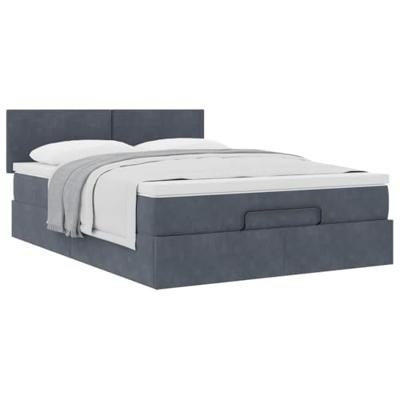 Ottoman bed met matras 140x190cm fluweel donkergrijs