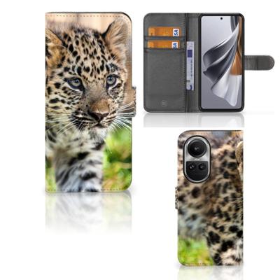 OPPO Reno10 | 10 Pro | Telefoonhoesje | Met pasjeshouder | Baby Luipaard
