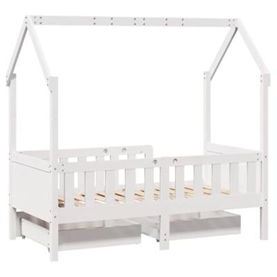 Kinderbedframe met lades 70x140 cm massief grenenhout