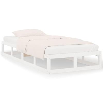 Bedframe massief hout wit 75x190 cm