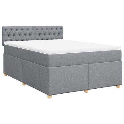 Boxspring met matras stof lichtgrijs 140x200 cm - thumbnail
