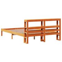 Bedframe met hoofdbord massief grenenhout wasbruin 120x200 cm - thumbnail