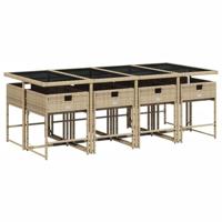 9-delige Tuinset met kussens poly rattan gemengd beige - thumbnail