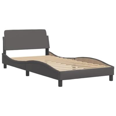Bedframe met hoofdbord kunstleer grijs 100x200 cm Bedframe met hoofdbord kunstleer grijs 100x200 cm