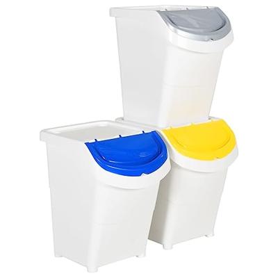 VidaXL Afvalbakken met deksels stapelbaar 3 st pp 120 l wit