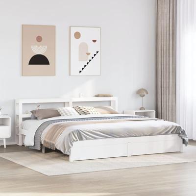 Bedframe met hoofdeinde zonder matras 200x200 cm wit
