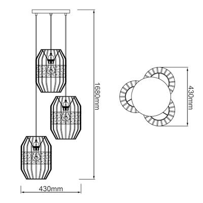 Brilliant HanglampSlope 3-lichts zwart met zandkleur - 99479/76