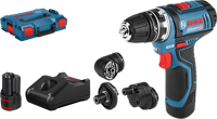 Bosch Blauw gsr 12v-15 flexiclick accuschroefboormachine + gfa 12-x/12-b/12-w in l-boxx (2x 2.0ah accu) - thumbnail