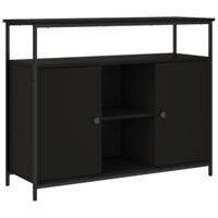 Dressoir 100x35x80 cm bewerkt hout zwart - thumbnail