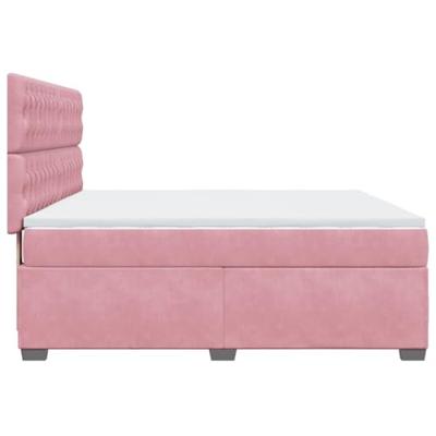 Boxspring met matras fluweel roze 180x200 cm