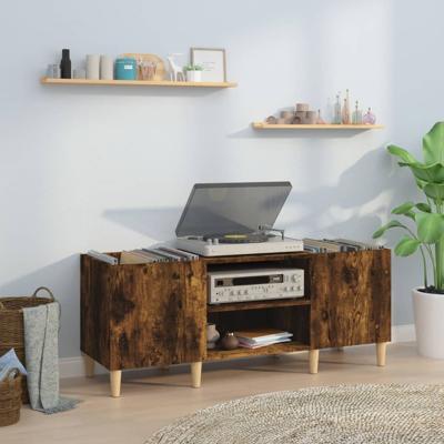 Platenkast 121x38x48 cm bewerkt hout gerookt eikenkleurig