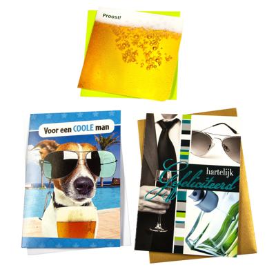 Wenskaart paperclip navulset verj man 6 kaarten