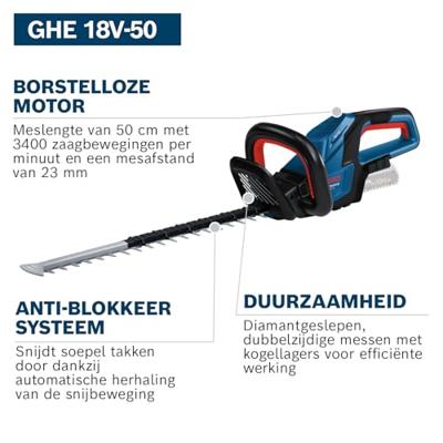 Bosch Professional GHE 18V-50 Accu heggenschaar 50cm 18V Basic Body - 06008C9500