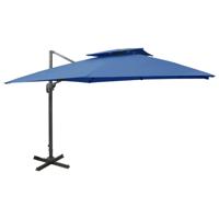 VidaXL Zweefparasol met dubbel dak 300x300 cm azuurblauw - thumbnail
