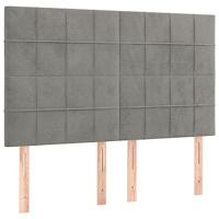 Boxspring met matras fluweel lichtgrijs 140x190 cm - thumbnail