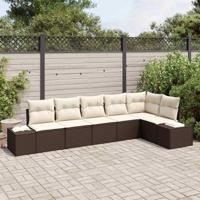 Tuinbankenset met opslag 6 pcs Bruin en Crème poly rattan - thumbnail
