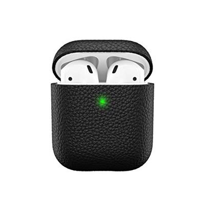 Keybudz Artisan Leren beschermhoes voor Apple AirPods Case, etui hoes, echt leer, hoofdtelefoon oortelefoon accessoires oplaadcase, zwart