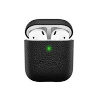 Keybudz Artisan Leren beschermhoes voor Apple AirPods Case, etui hoes, echt leer, hoofdtelefoon oortelefoon accessoires oplaadcase, zwart - thumbnail