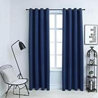 VidaXL Gordijn verduisterend met metalen ringen 2 st 140x175 cm blauw - thumbnail