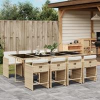 9-delige Tuinset met kussens poly rattan beige - thumbnail