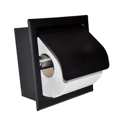 Wiesbaden Inbouw Toiletrolhouder Sunk met Klep Mat Zwart