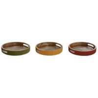 Dienblad Home ESPRIT Geel Groen Koraal Mangohout 30 x 30 x 5 cm (3 Stuks) - thumbnail