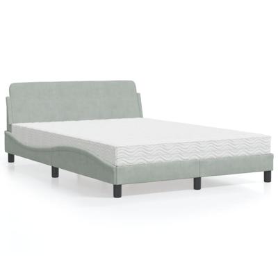 Bed met matras fluweel lichtgrijs 160x200 cm