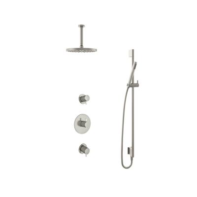 Hotbath Get Together doucheset met 2 stopkranen met 15 cm plafondbuis, 25 cm hoofddouche, glijstang, geborsteld nikkel Hotbath Get Together doucheset met 2 stopkranen met 15 cm plafondbuis, 25 cm hoofddouche, glijstang, geborsteld nikkel