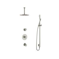 Hotbath Get Together doucheset met 2 stopkranen met 15 cm plafondbuis, 25 cm hoofddouche, glijstang, geborsteld nikkel - thumbnail