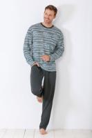 Grijs-blauwe verfstrepen herenpyjama van Hajo - thumbnail