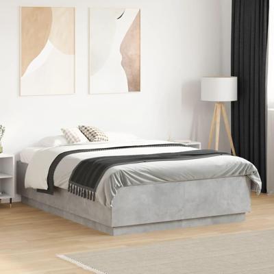 Bedframe bewerkt hout betongrijs 135x190 cm