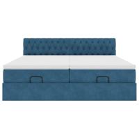 Bed poef met matrassen en leds 200x200 cm fluweel donkerblauw - thumbnail