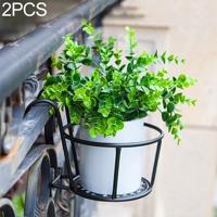2 PC'S ijzeren metalen reling ingegoten plant planken opknoping bloempot rack (zwart) - thumbnail