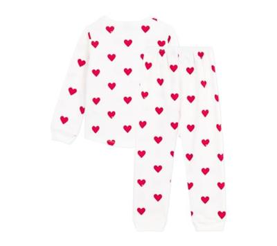 Pyjama voor kinderen met PETIT BATEAU-hartjesprint wit