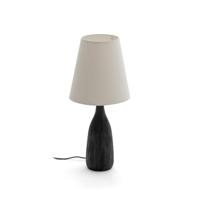 Kave Home Tafellamp 'Luvia' Mangohout en stof, 56cm hoog - thumbnail