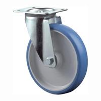 BS Rollen Zwenkwiel | wiel-d. 125 mm draagvermogen 150 kg | polyurethaan | plaat L104xB80 mm verf wiel blauw | 1 stuk - L400.B36.125 L400.B36.125 - thumbnail