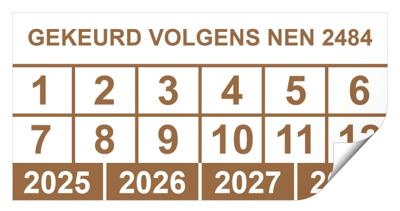 Keuringssticker gekeurd volgens NEN 2484 rechthoek zelfklevende folie 50 x 25 mm - 1000 stuks (op rol)