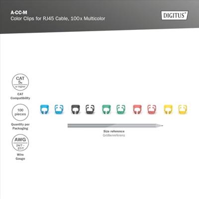 Digitus A-CC-M A-CC-M Gekleurde clips voor patchkabel Geel, Groen, Rood, Zwart, Blauw