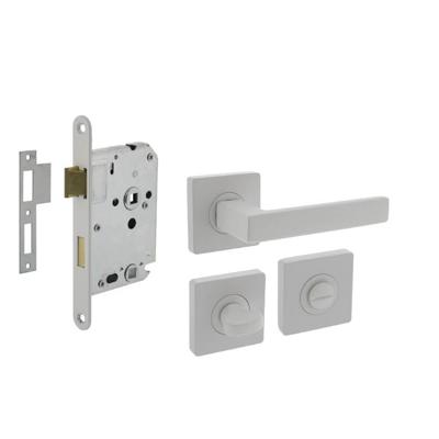 Set toiletslot 63/8mm wit met deurkruk Hera op rozet 55x55mm en WC-sluiting wit