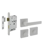 Set toiletslot 63/8mm wit met deurkruk Hera op rozet 55x55mm en WC-sluiting wit - thumbnail