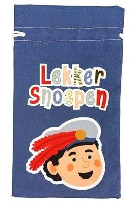 Pepernotenzakje ”Lekker Snoepen” Blauw (15x25cm)