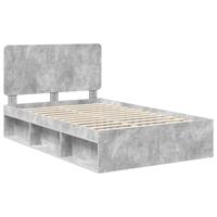 Bedframe met hoofdeinde Beton 120 x 190 cm Massief grenenhout - thumbnail