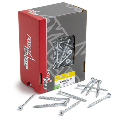 Dynaplus Unischroef/Spaanplaatschroef Verzinkt Platkop Deeldraad Torx TX20 4.0X50/30 | 200 stuks - 0281.01.25902 Dynaplus Unischroef/Spaanplaatschroef Verzinkt Platkop Deeldraad Torx TX20 4.0X50/30 | 200 stuks - 0281.01.25902