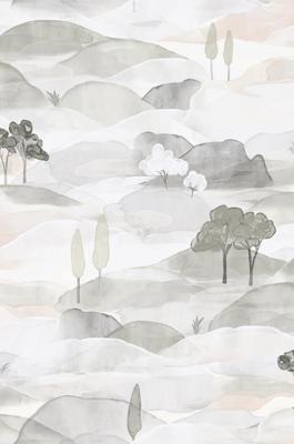 Noordwand Behang met getekend landschap - 35787